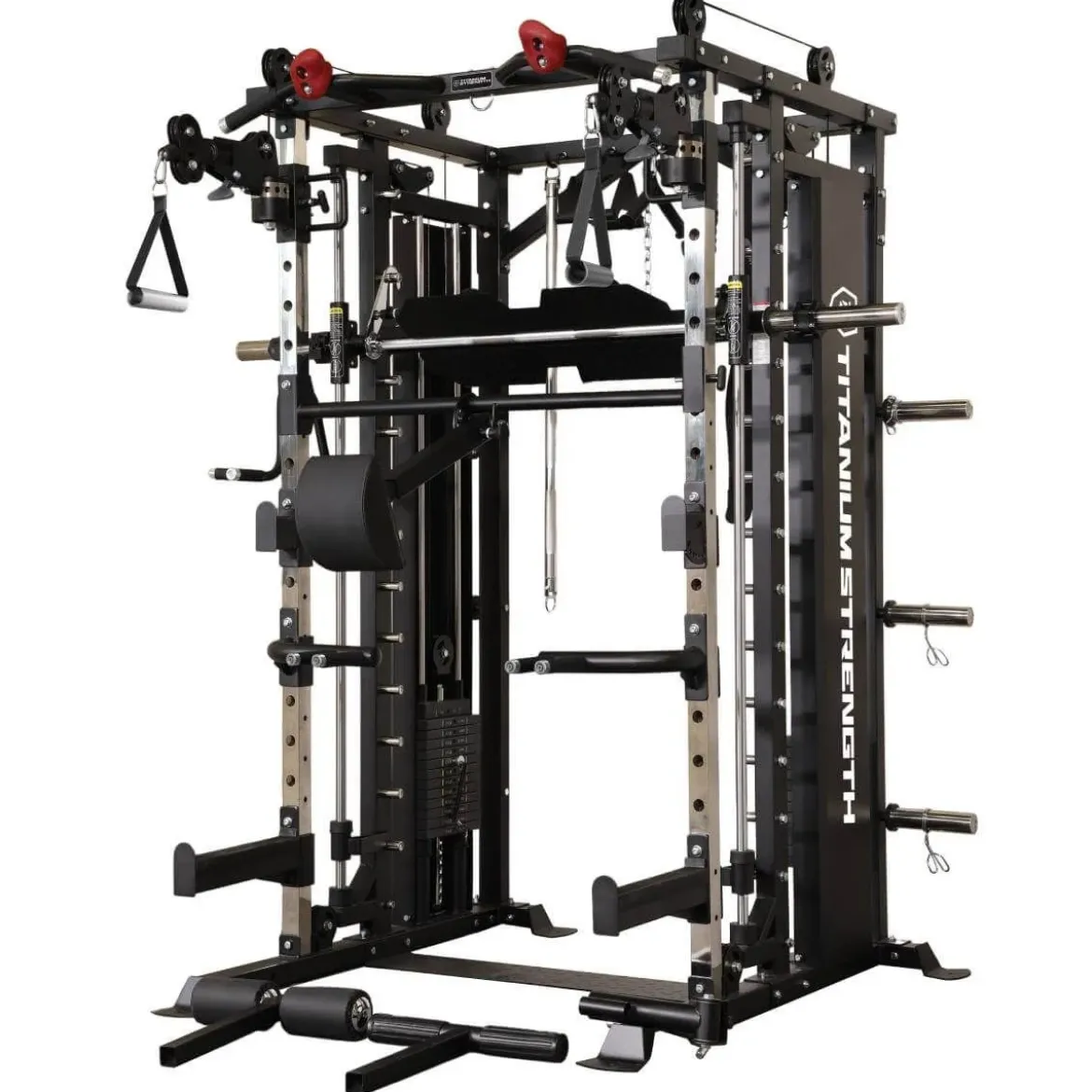 All-in-One Trainer - Poulie Double (2x90 kg), Multipower, Power Rack et Presse à Jambes MX90
