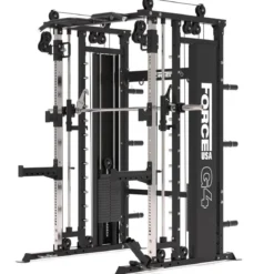 G4 All-In-One Trainer: Rack, Smith Machine et Double Poulie + 154 kg de Poids Inclus