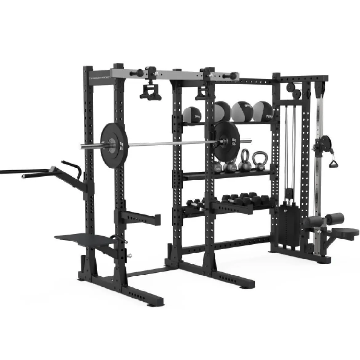Half Rack avec Poulie Ajustable (100 kg) et Étagères de Rangement E70
