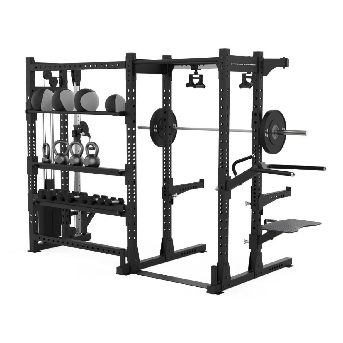 Half Rack avec Poulie Ajustable (100 kg) et Étagères de Rangement E70