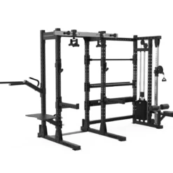 Half Rack avec Poulie Ajustable (100 kg) et Étagères de Rangement E70