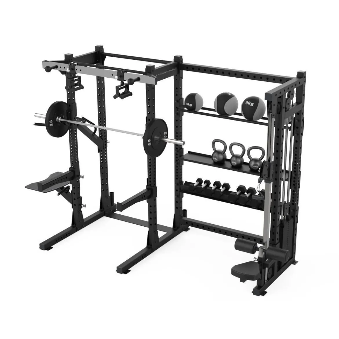 Half Rack avec Poulie Ajustable (100 kg) et Étagères de Rangement E70