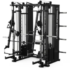 MULTIPOWER - MACHINE SMITH AVEC DOUBLE POULIE + RACK + POULIE HAUTE ET BASSE + 270 KG DE PLAQUES INCLUSES B300