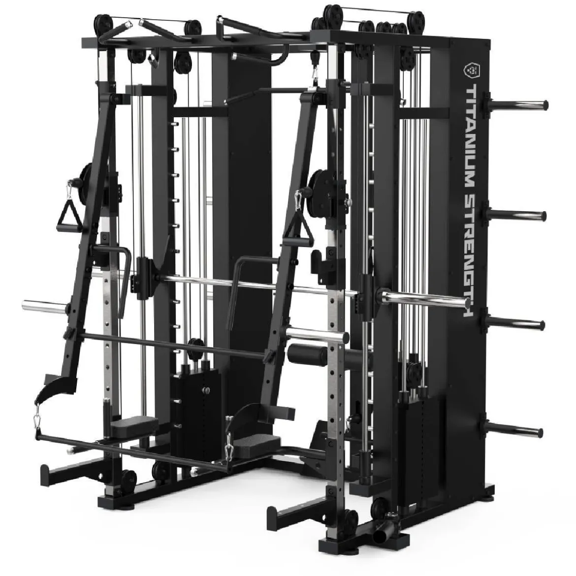 MULTIPOWER - MACHINE SMITH AVEC DOUBLE POULIE + RACK + POULIE HAUTE ET BASSE + 270 KG DE PLAQUES INCLUSES B300