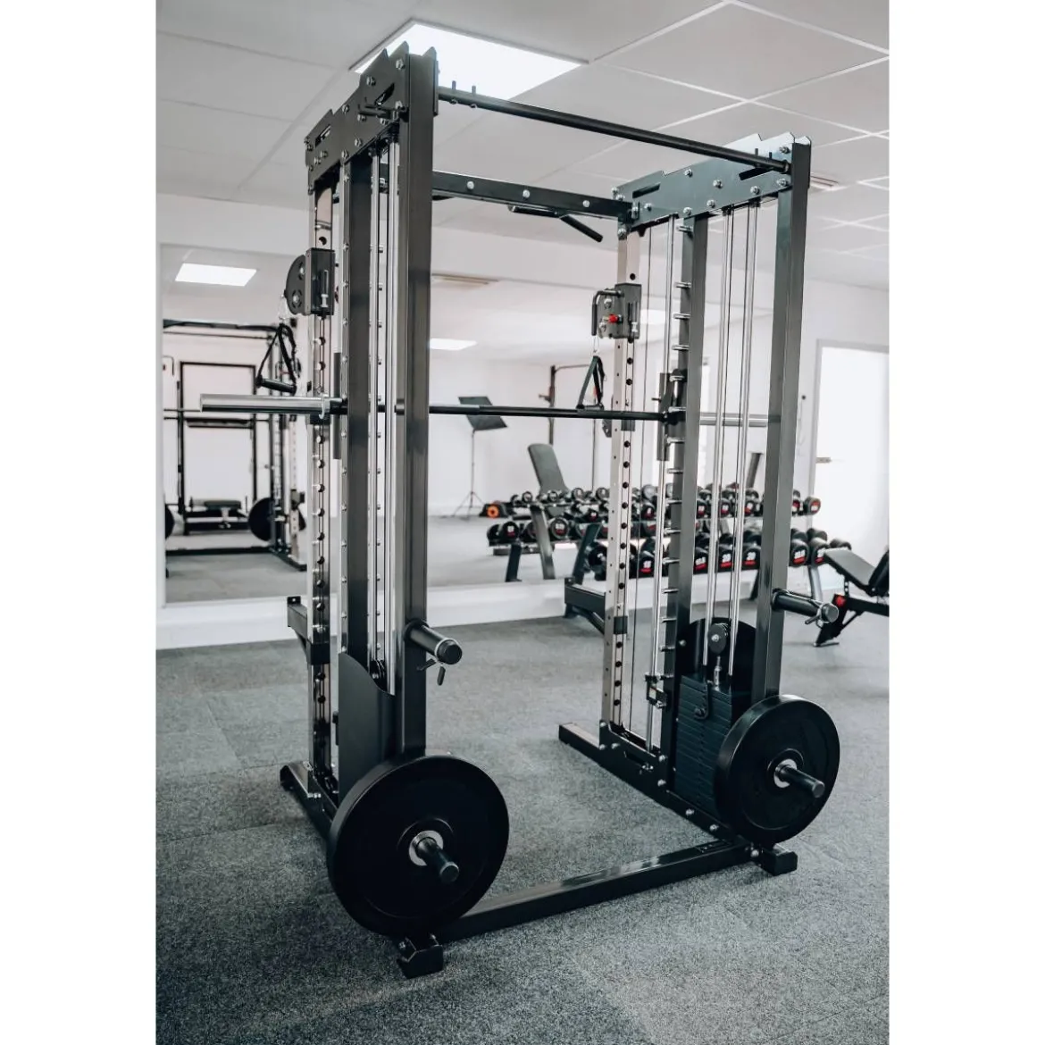 Multipower - Machine Smith Professionnelle avec Double Poulie + Rack FT3