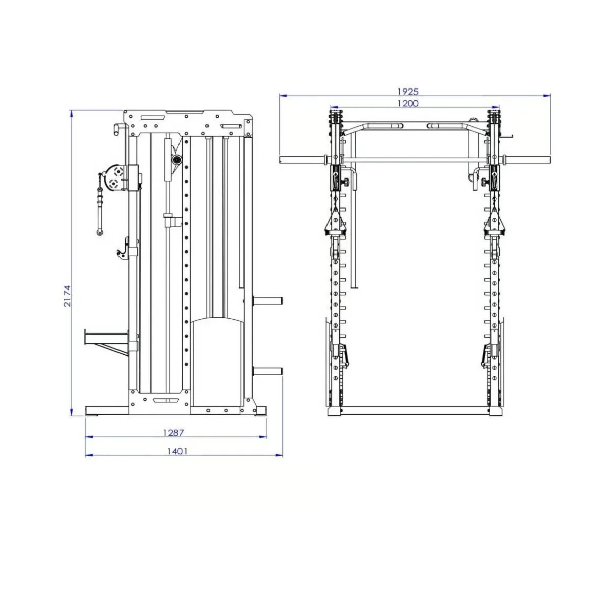 Multipower - Machine Smith Professionnelle avec Double Poulie + Rack FT3