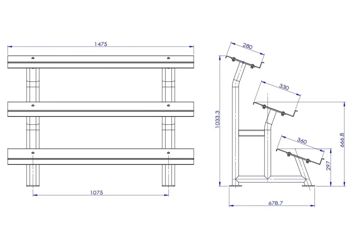 RACK DE 3 HAUTEURS POUR HALTÈRES HEXAGONAUX TS