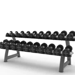 Set de Mancuernas Redondas Pro PU 2,5–25 kg + Rack