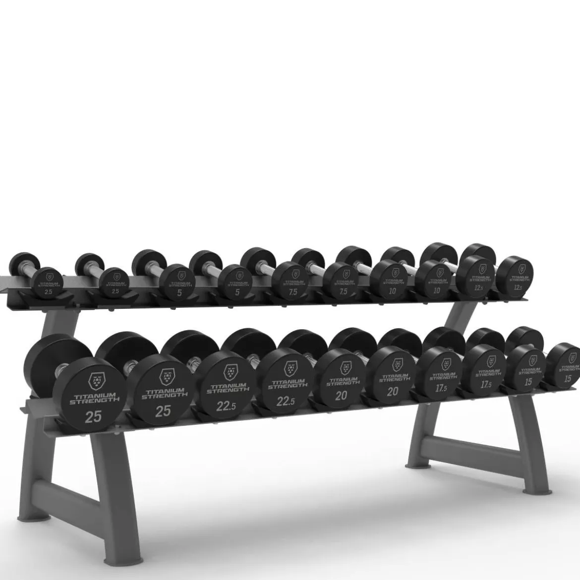Set de Mancuernas Redondas Pro PU 2,5–25 kg + Rack