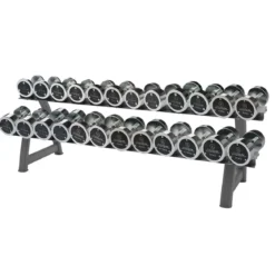 Set d’Haltères Chromées 2,5–30 kg (12 paires) + Rack