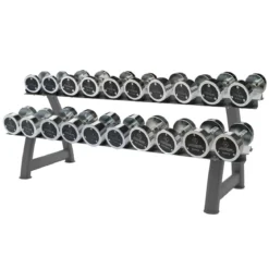 Set d’Haltères Chromées 2,5–25 kg + Rack