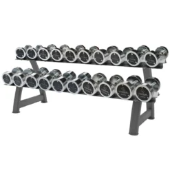 Set d’Haltères Chromées 2,5–25 kg + Rack