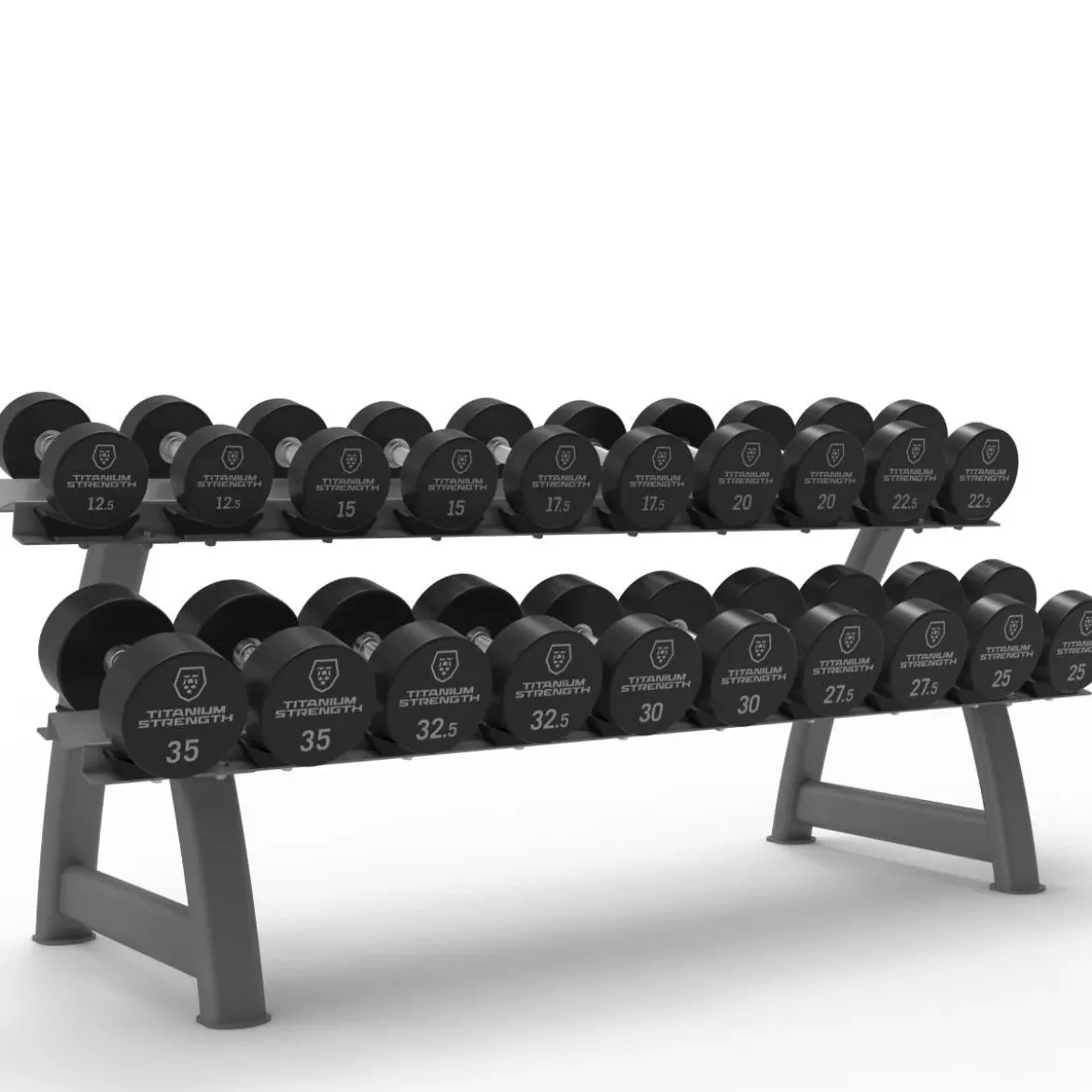 Set d’Haltères Ronds Pro PU 12,5–35 kg + Rack