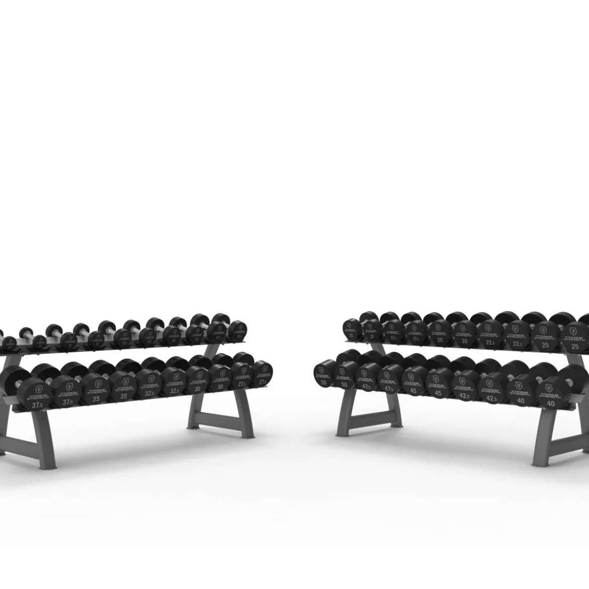 Set d’Haltères Ronds Pro PU 2,5–50 kg + 2 Racks
